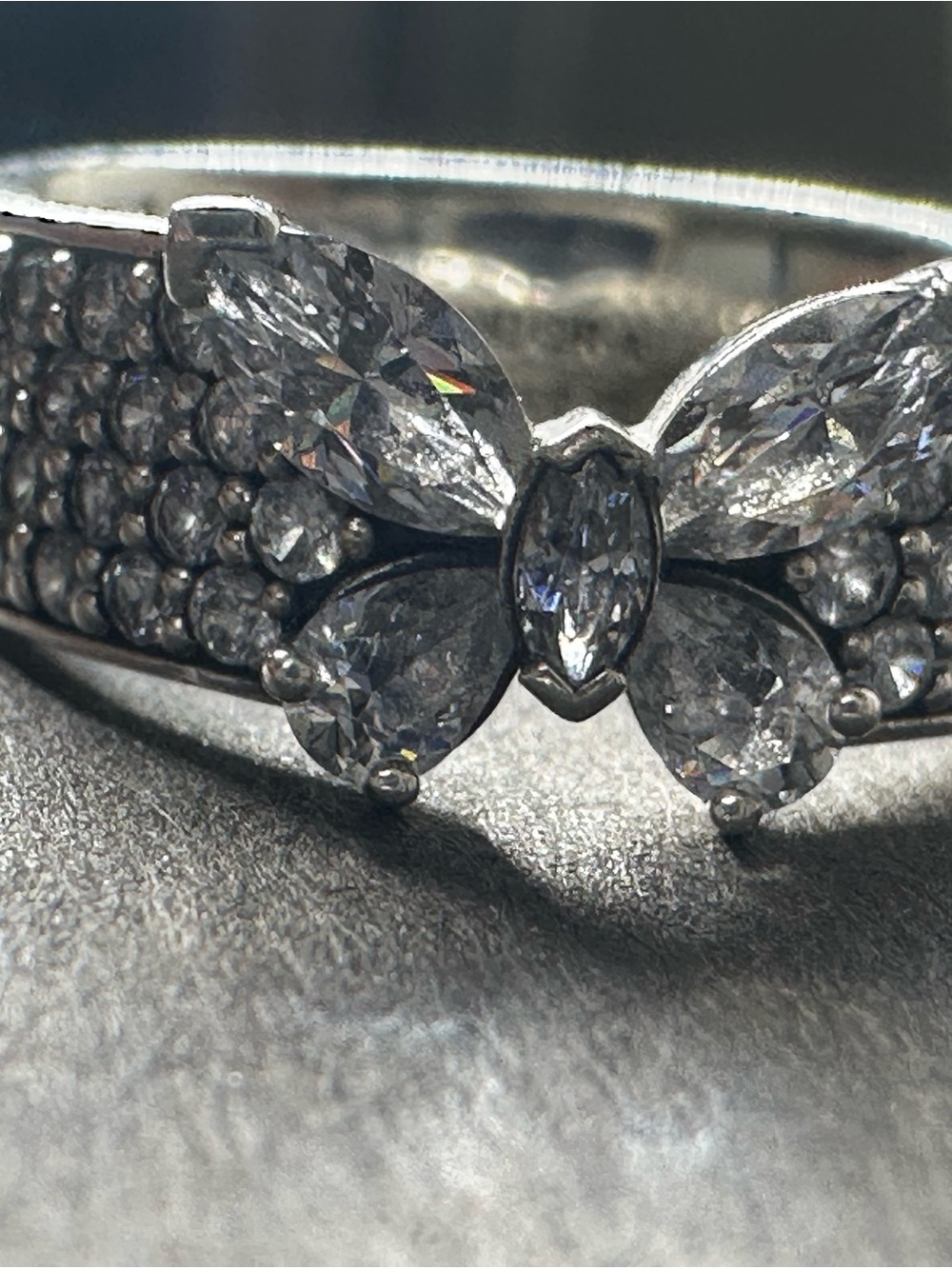 Pandora Sterling Silver Butterfly Crystal Ring size 4